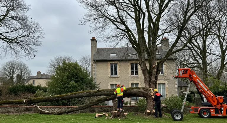 Élagage d'arbre devant maison à La Madeleine.