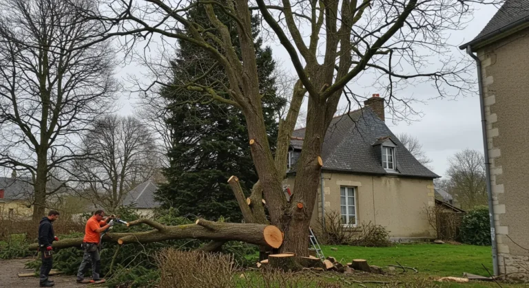 Elagage d'arbres à Mons-en-Baroeul.