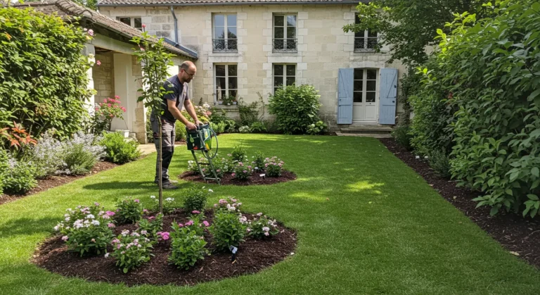 Entretien de jardin paysage verdoyant.
